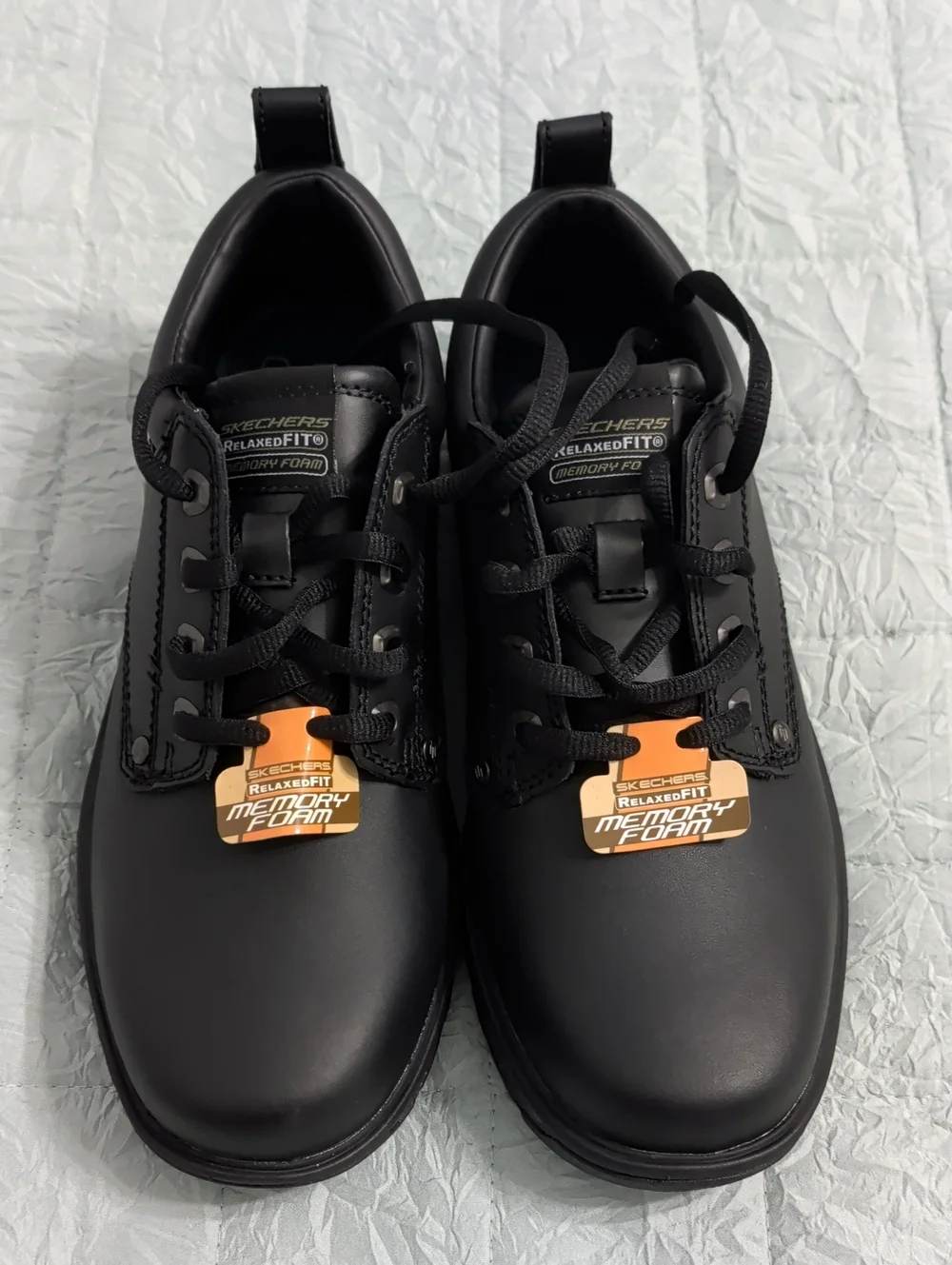 Skechers Black Lace-Up Relaxed Fit Memory Foam Oxfords